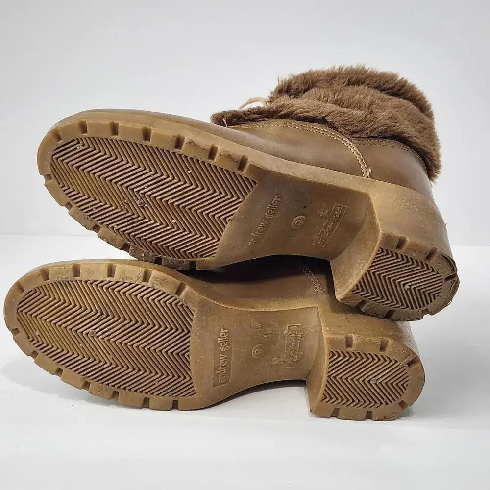 PRICE DROP Andrew geller Size 9 women furry Tan Ankle Boots